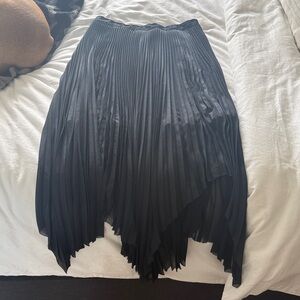 All Saints Black Asymmetrical Pleated Skirt